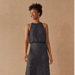 Adrianna Papell Navy Beaded Dress - Size 6